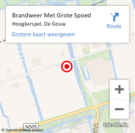 Locatie op kaart van de 112 melding: Brandweer Met Grote Spoed Naar Hoogkarspel, De Gouw op 24 december 2022 16:24