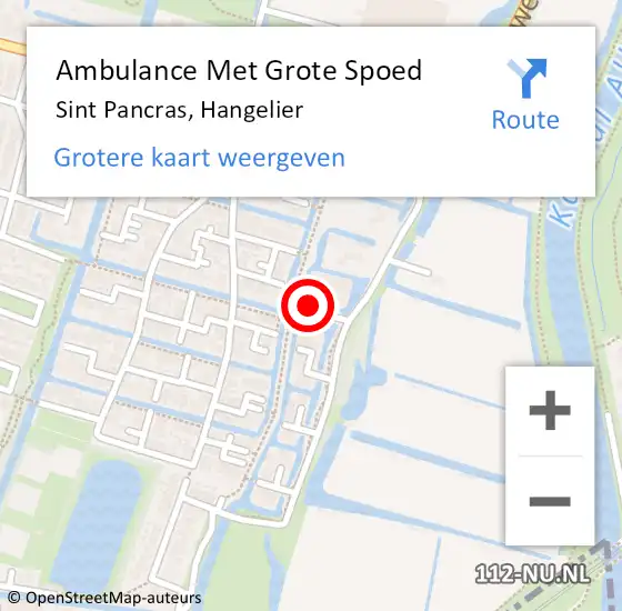 Locatie op kaart van de 112 melding: Ambulance Met Grote Spoed Naar Sint Pancras, Hangelier op 24 december 2022 16:34