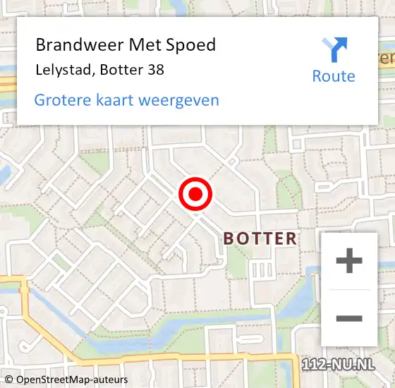 Locatie op kaart van de 112 melding: Brandweer Met Spoed Naar Lelystad, Botter 38 op 24 december 2022 16:38