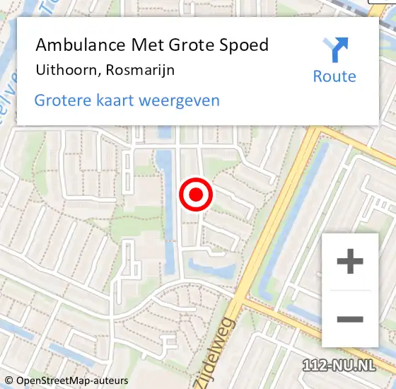 Locatie op kaart van de 112 melding: Ambulance Met Grote Spoed Naar Uithoorn, Rosmarijn op 24 december 2022 16:59