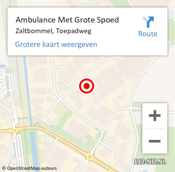 Locatie op kaart van de 112 melding: Ambulance Met Grote Spoed Naar Zaltbommel, Toepadweg op 24 december 2022 17:02