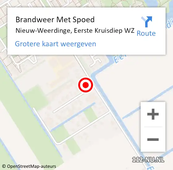 Locatie op kaart van de 112 melding: Brandweer Met Spoed Naar Nieuw-Weerdinge, Eerste Kruisdiep WZ op 24 december 2022 17:07