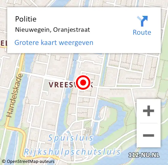 Locatie op kaart van de 112 melding: Politie Nieuwegein, Oranjestraat op 24 december 2022 17:09