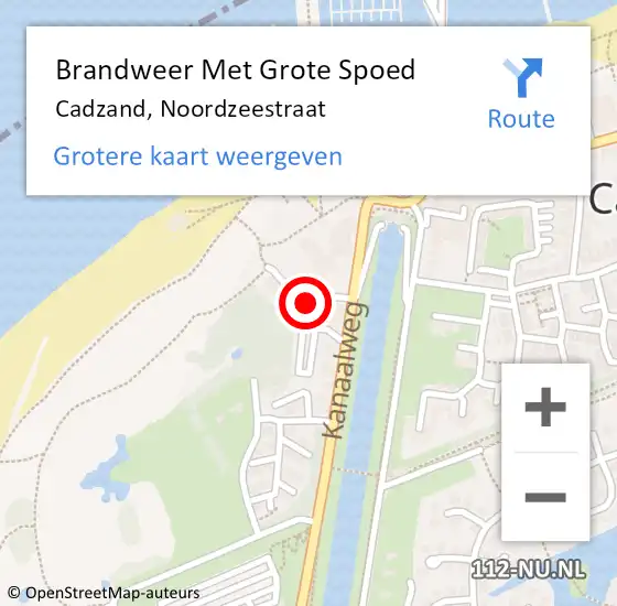 Locatie op kaart van de 112 melding: Brandweer Met Grote Spoed Naar Cadzand, Noordzeestraat op 24 december 2022 17:27