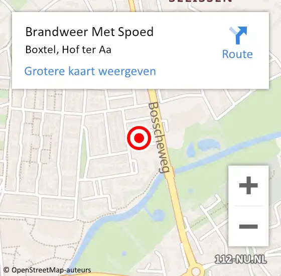 Locatie op kaart van de 112 melding: Brandweer Met Spoed Naar Boxtel, Hof ter Aa op 24 december 2022 17:33