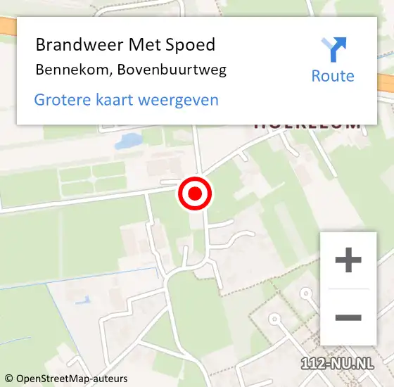 Locatie op kaart van de 112 melding: Brandweer Met Spoed Naar Bennekom, Bovenbuurtweg op 24 december 2022 17:34