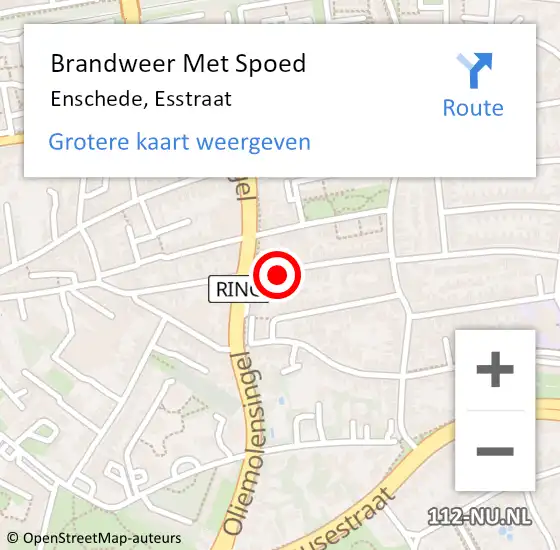 Locatie op kaart van de 112 melding: Brandweer Met Spoed Naar Enschede, Esstraat op 24 december 2022 17:39