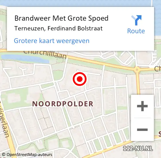 Locatie op kaart van de 112 melding: Brandweer Met Grote Spoed Naar Terneuzen, Ferdinand Bolstraat op 24 december 2022 17:39