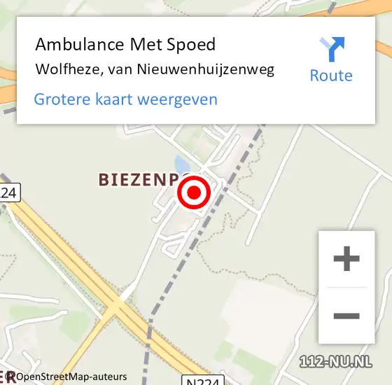 Locatie op kaart van de 112 melding: Ambulance Met Spoed Naar Wolfheze, van Nieuwenhuijzenweg op 24 december 2022 17:49