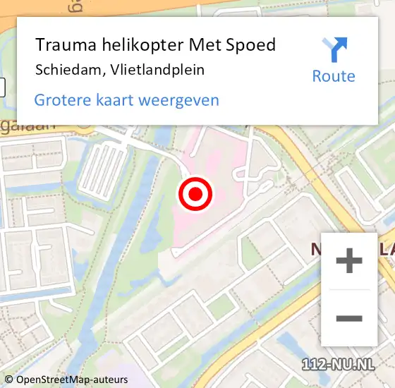 Locatie op kaart van de 112 melding: Trauma helikopter Met Spoed Naar Schiedam, Vlietlandplein op 24 december 2022 18:03