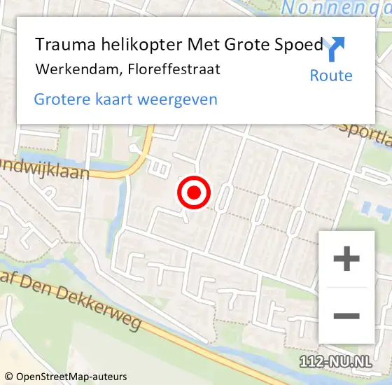 Locatie op kaart van de 112 melding: Trauma helikopter Met Grote Spoed Naar Werkendam, Floreffestraat op 24 december 2022 18:03
