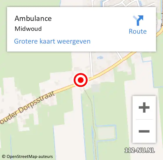 Locatie op kaart van de 112 melding: Ambulance Midwoud op 24 december 2022 18:10