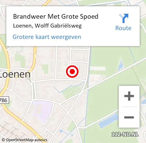 Locatie op kaart van de 112 melding: Brandweer Met Grote Spoed Naar Loenen, Wolff Gabriëlsweg op 24 december 2022 18:20