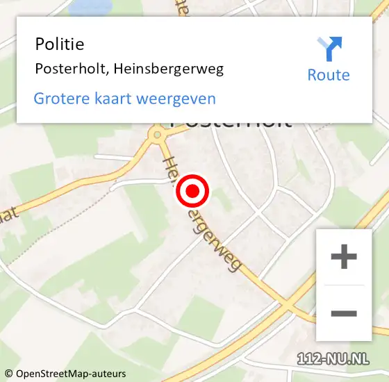 Locatie op kaart van de 112 melding: Politie Posterholt, Heinsbergerweg op 24 december 2022 18:20