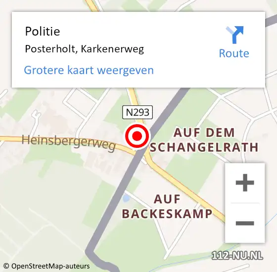 Locatie op kaart van de 112 melding: Politie Posterholt, Karkenerweg op 24 december 2022 18:21