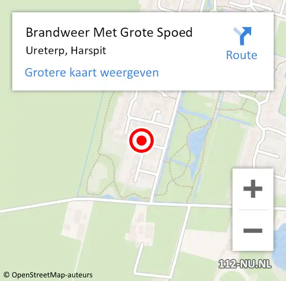 Locatie op kaart van de 112 melding: Brandweer Met Grote Spoed Naar Ureterp, Harspit op 24 december 2022 18:22