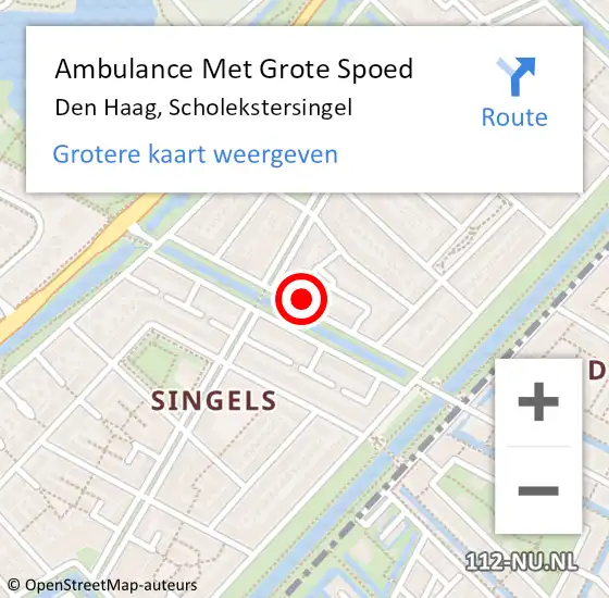 Locatie op kaart van de 112 melding: Ambulance Met Grote Spoed Naar Den Haag, Scholekstersingel op 24 december 2022 18:40