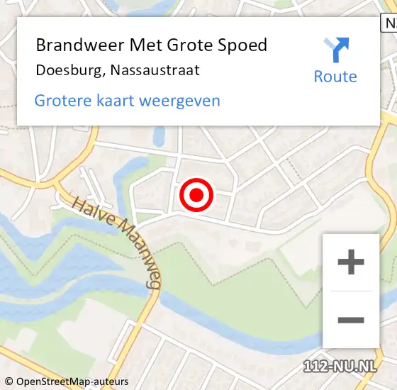 Locatie op kaart van de 112 melding: Brandweer Met Grote Spoed Naar Doesburg, Nassaustraat op 24 december 2022 19:09