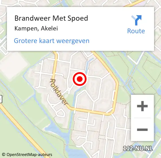 Locatie op kaart van de 112 melding: Brandweer Met Spoed Naar Kampen, Akelei op 24 december 2022 19:14