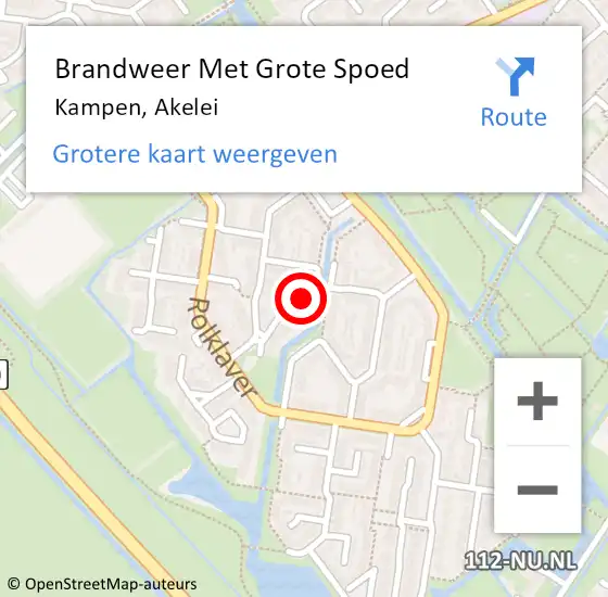 Locatie op kaart van de 112 melding: Brandweer Met Grote Spoed Naar Kampen, Akelei op 24 december 2022 19:18