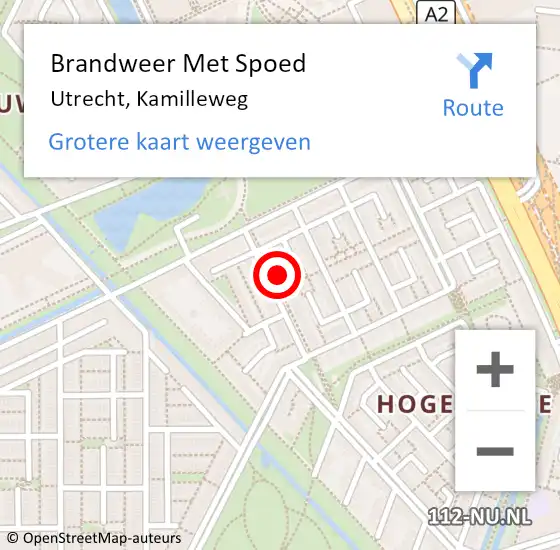 Locatie op kaart van de 112 melding: Brandweer Met Spoed Naar Utrecht, Kamilleweg op 24 december 2022 19:40