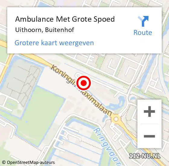 Locatie op kaart van de 112 melding: Ambulance Met Grote Spoed Naar Uithoorn, Buitenhof op 24 december 2022 19:53