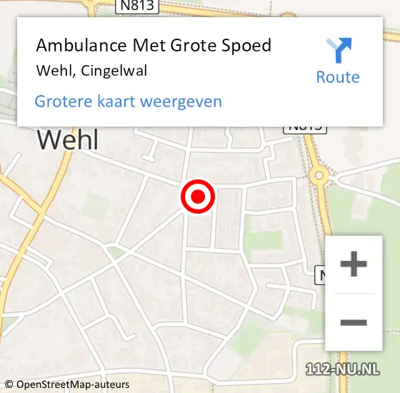 Locatie op kaart van de 112 melding: Ambulance Met Grote Spoed Naar Wehl, Cingelwal op 24 december 2022 19:55