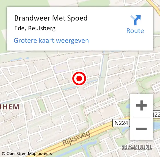 Locatie op kaart van de 112 melding: Brandweer Met Spoed Naar Ede, Reulsberg op 24 december 2022 20:15