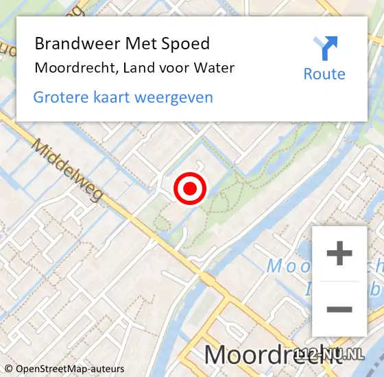 Locatie op kaart van de 112 melding: Brandweer Met Spoed Naar Moordrecht, Land voor Water op 24 december 2022 20:21