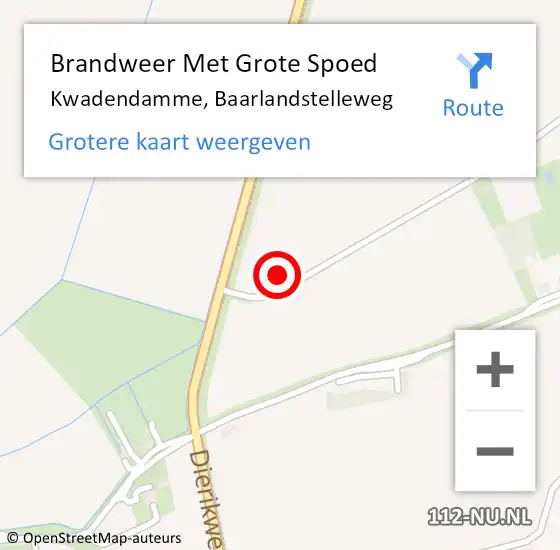 Locatie op kaart van de 112 melding: Brandweer Met Grote Spoed Naar Kwadendamme, Baarlandstelleweg op 24 december 2022 20:25