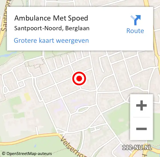 Locatie op kaart van de 112 melding: Ambulance Met Spoed Naar Santpoort-Noord, Berglaan op 24 december 2022 20:44