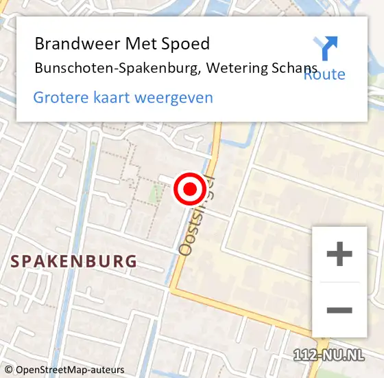 Locatie op kaart van de 112 melding: Brandweer Met Spoed Naar Bunschoten-Spakenburg, Wetering Schans op 24 december 2022 20:49