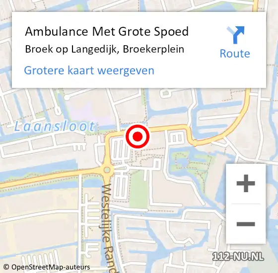 Locatie op kaart van de 112 melding: Ambulance Met Grote Spoed Naar Broek op Langedijk, Broekerplein op 24 december 2022 21:12