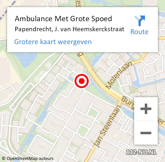 Locatie op kaart van de 112 melding: Ambulance Met Grote Spoed Naar Papendrecht, J. van Heemskerckstraat op 24 december 2022 21:20