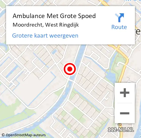 Locatie op kaart van de 112 melding: Ambulance Met Grote Spoed Naar Moordrecht, West Ringdijk op 24 december 2022 21:24