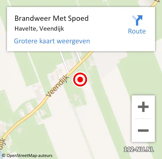Locatie op kaart van de 112 melding: Brandweer Met Spoed Naar Havelte, Veendijk op 24 december 2022 21:31