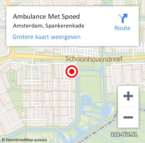 Locatie op kaart van de 112 melding: Ambulance Met Spoed Naar Amsterdam, Spankerenkade op 24 december 2022 22:22
