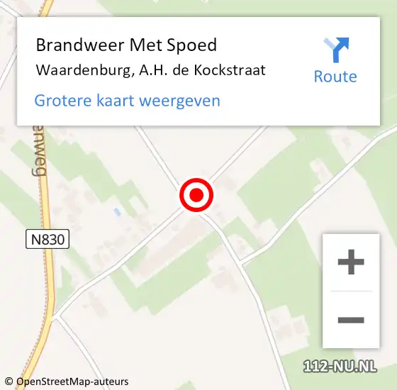 Locatie op kaart van de 112 melding: Brandweer Met Spoed Naar Waardenburg, A.H. de Kockstraat op 24 december 2022 22:27