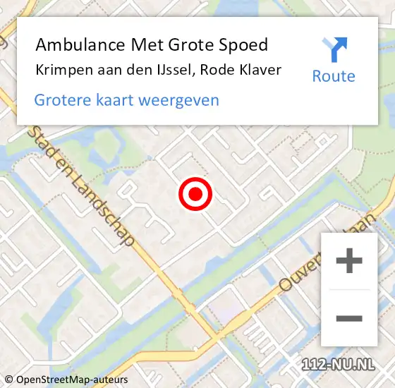Locatie op kaart van de 112 melding: Ambulance Met Grote Spoed Naar Krimpen aan den IJssel, Rode Klaver op 24 december 2022 22:32