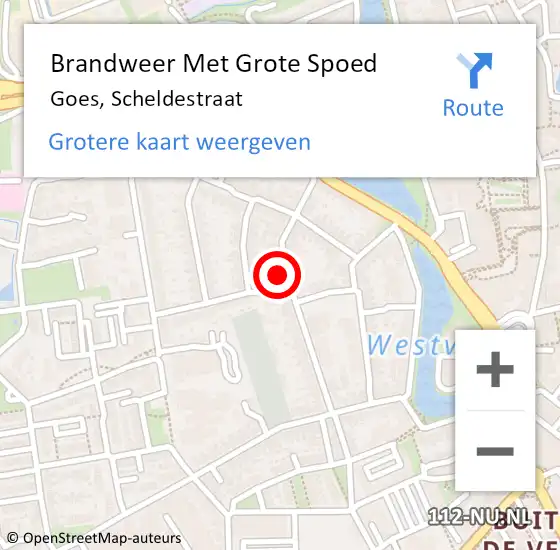 Locatie op kaart van de 112 melding: Brandweer Met Grote Spoed Naar Goes, Scheldestraat op 24 december 2022 22:34