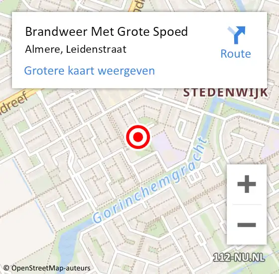 Locatie op kaart van de 112 melding: Brandweer Met Grote Spoed Naar Almere, Leidenstraat op 24 december 2022 22:43