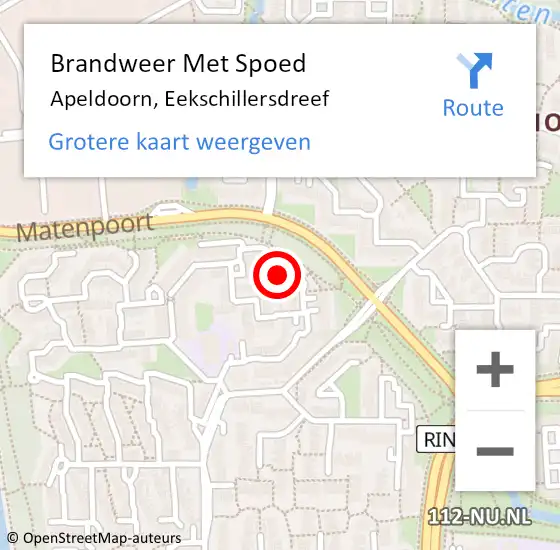 Locatie op kaart van de 112 melding: Brandweer Met Spoed Naar Apeldoorn, Eekschillersdreef op 24 december 2022 22:49