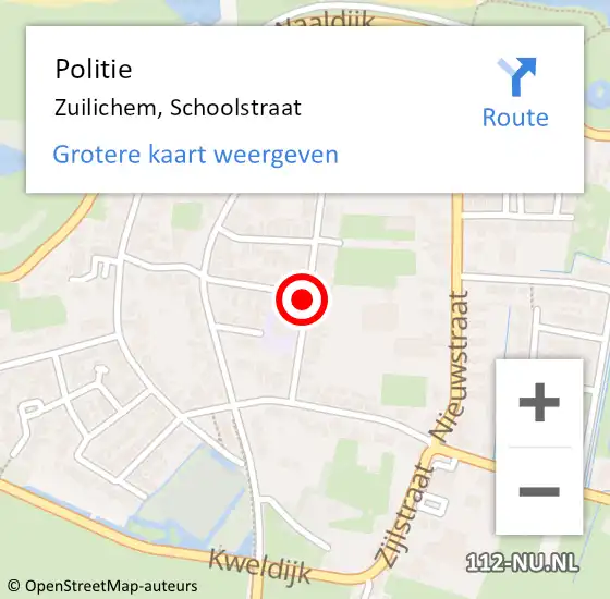 Locatie op kaart van de 112 melding: Politie Zuilichem, Schoolstraat op 24 december 2022 22:53