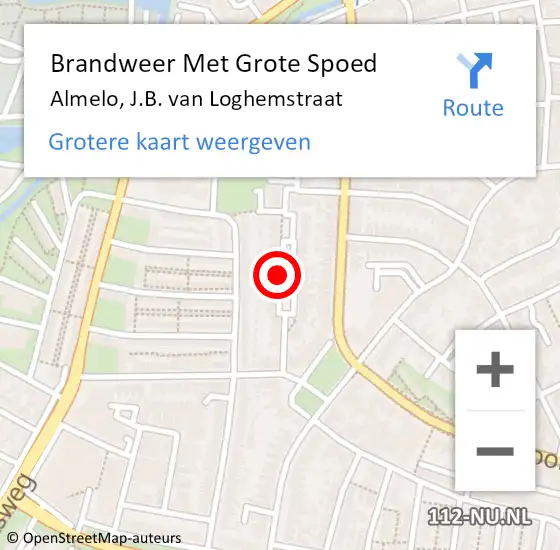 Locatie op kaart van de 112 melding: Brandweer Met Grote Spoed Naar Almelo, J.B. van Loghemstraat op 24 december 2022 22:58