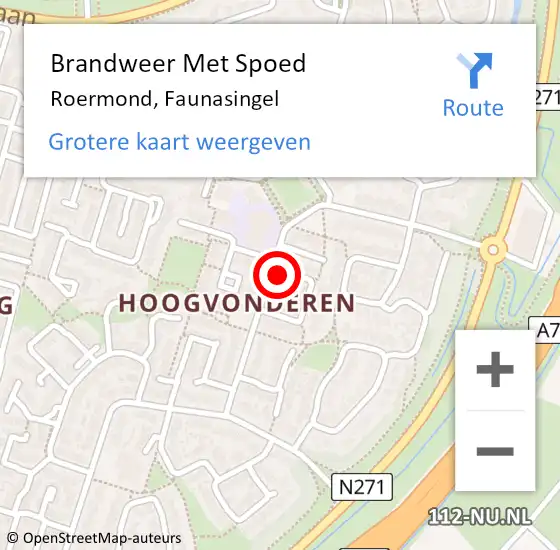 Locatie op kaart van de 112 melding: Brandweer Met Spoed Naar Roermond, Faunasingel op 24 december 2022 23:03