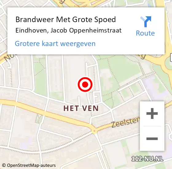 Locatie op kaart van de 112 melding: Brandweer Met Grote Spoed Naar Eindhoven, Jacob Oppenheimstraat op 24 december 2022 23:07