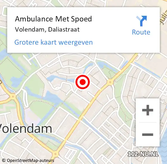 Locatie op kaart van de 112 melding: Ambulance Met Spoed Naar Volendam, Daliastraat op 24 december 2022 23:29