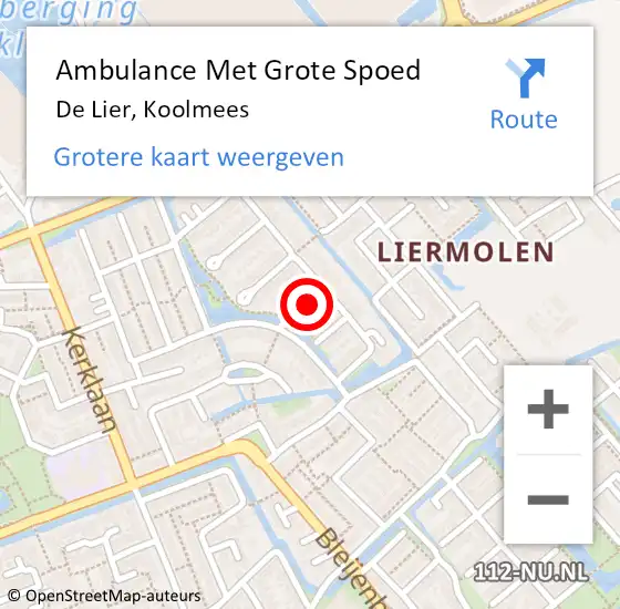 Locatie op kaart van de 112 melding: Ambulance Met Grote Spoed Naar De Lier, Koolmees op 25 december 2022 00:06