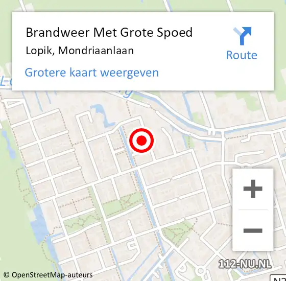 Locatie op kaart van de 112 melding: Brandweer Met Grote Spoed Naar Lopik, Mondriaanlaan op 25 december 2022 00:11