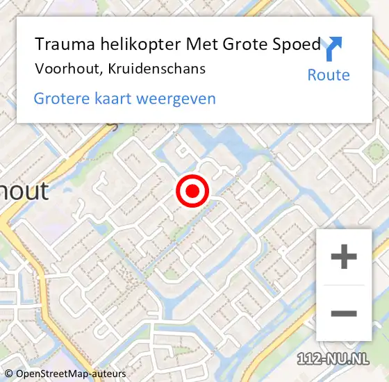 Locatie op kaart van de 112 melding: Trauma helikopter Met Grote Spoed Naar Voorhout, Kruidenschans op 25 december 2022 00:46